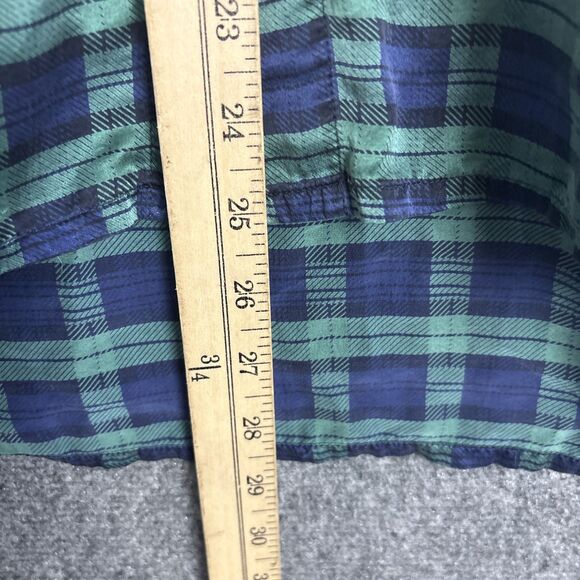 Bernino Silk Shirt Mens Size S Blue Green Plaid Button Up Causal Short Sleeve - Picture 4 of 7